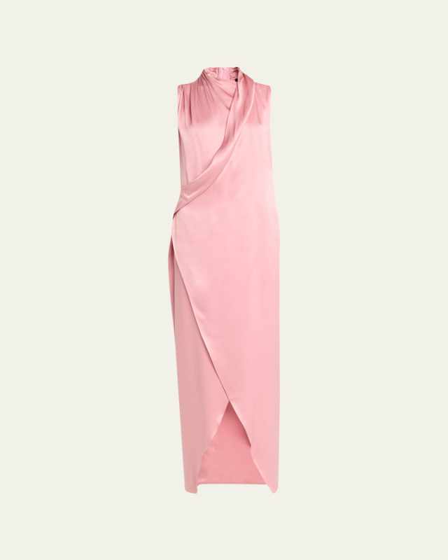 Draped Cowl-Neck Silk Gown